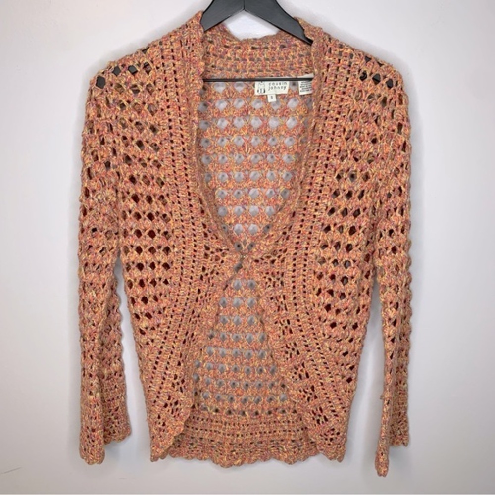 Anthropologie Cousin‎ Johnny Boho Crochet Cardigan Sweater Size S